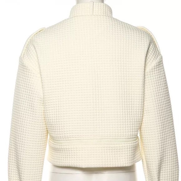 Jacket streetwear pockets cream white waffle fabric hip hop - Picture 9 of 11